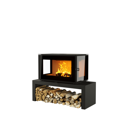 ПЕЧЬ-КАМИН КУБ 3С 800 на подиуме