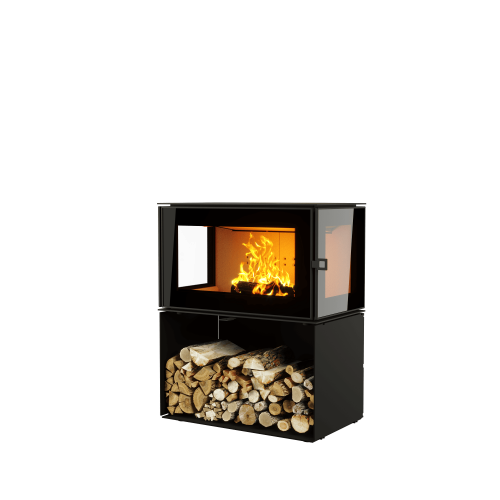 ПЕЧЬ-КАМИН КУБ 3С 800 на дровнике