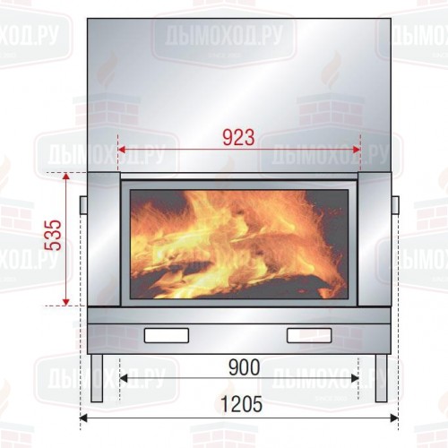 Каминная топка H 1200 DOUBLE FACE WS BLACK (Axis)
