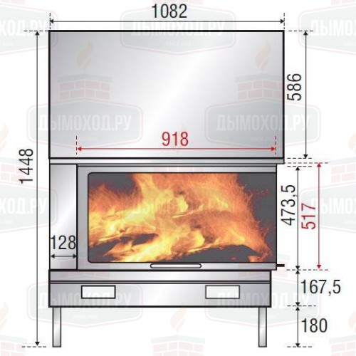 Каминная топка H 1200 RIGHT LATERAL GLASS BG2 (Axis)