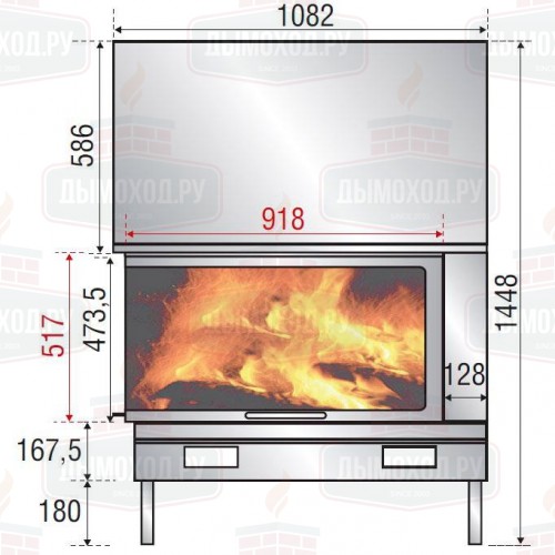 Каминная топка H 1200 LEFT LATERAL GLASS BG2 (Axis)