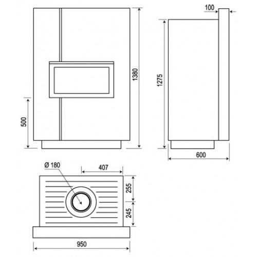 Печь-камин XS03 BRUT, не окрашенный (Axis)