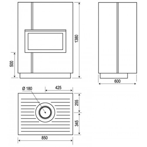 Печь-камин XS02 BRUT, не окрашенный (Axis)