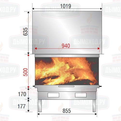 Каминная топка H 1200 3 GLASSES (Axis)