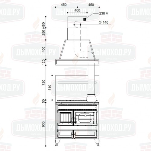 Печь-плита RUSTICA 90L (J. Corradi)