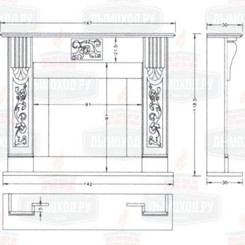 Портал GAUDI, Negro Marquin, с пласт. 100х50х2 (Crumar)