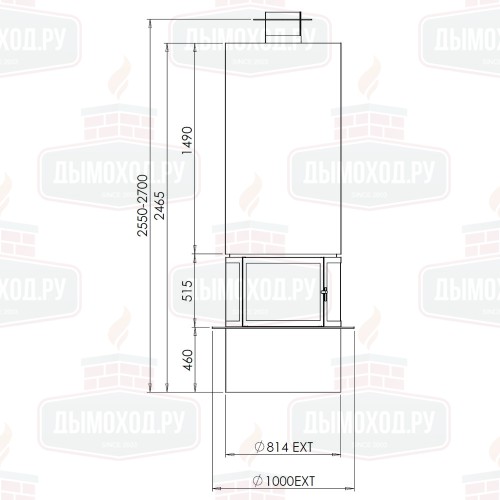 Камин DIAMANTE CENTRAL RAL, без стекла (Traforart)