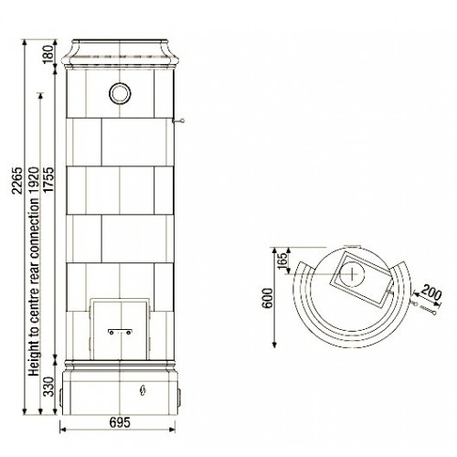 Печь CHRISTINEBERG, white + латунь, верхнее подключение (Keddy)