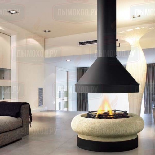 Камин ZEUS CENTRAL, без стекла, чёрный (Traforart)