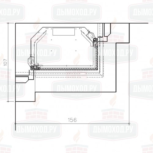Облицовка LUISA V DX, с банкетой, под топку TITANO PLUS (Edilkamin)