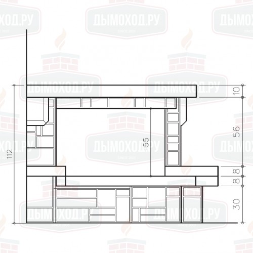 Облицовка LUISA V DX, с банкетой, под топку TITANO PLUS (Edilkamin)
