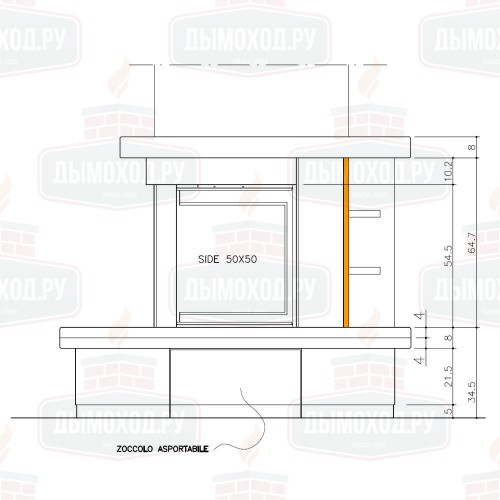 Облицовка QUARZO sx, под Side Plus 50x50 (EdilKamin)