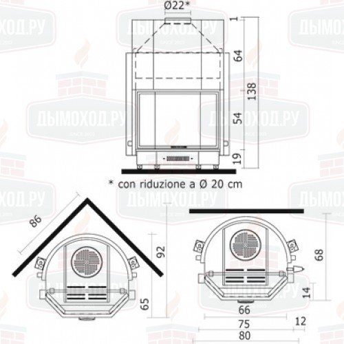 Каминная топка ACQUATONDO/22 PRISMATICO (EdilKamin)