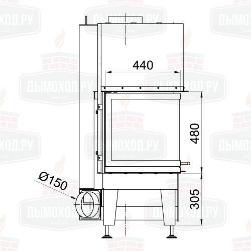 Каминная топка RADIANTE 550/30/48-66.44 H, чёрная рамка (Hark)