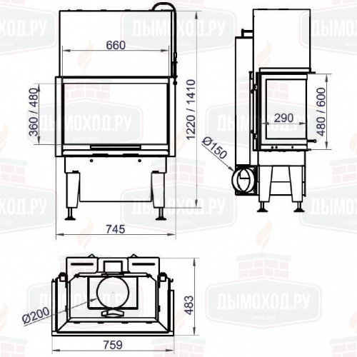 Каминная топка RADIANTE 550/30/48-66.29 H (Hark)