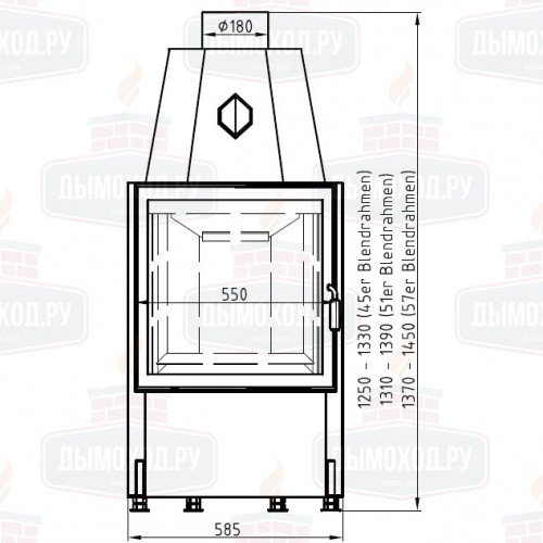 Каминная топка 600/57 RK ECOPLUS, рамка хром (Hark)