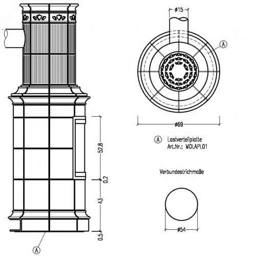 Печь BELLA NOCHE 2 ECOplus, kachelfarbe bahama, рамка золото, верх.подкл. (Hark)