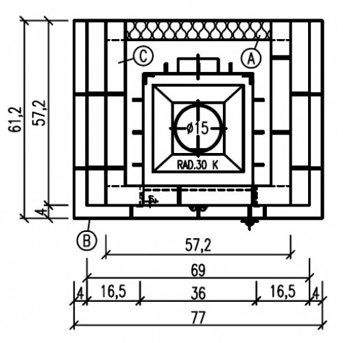 Печь BELLA ROSA 15 ECOplus, hellbraun, черная рамка (Hark)