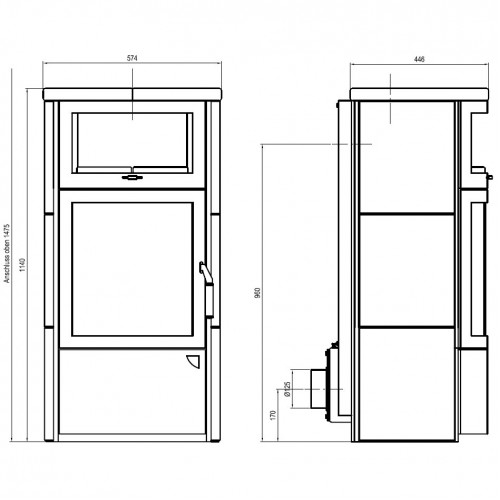 Печь 44 GT ECOplus, java 493, титан, рамка хром (Hark)