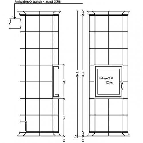 Печь BELLA ROSA 5 ECOplus, creme-wei, рамка хром (Hark)