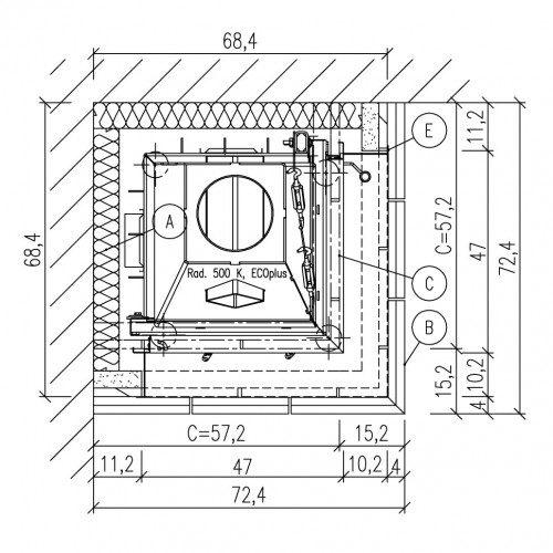 Печь BELLA ROSA 26/57.4 ECOplus, черная рамка, creme-weiss (Hark)