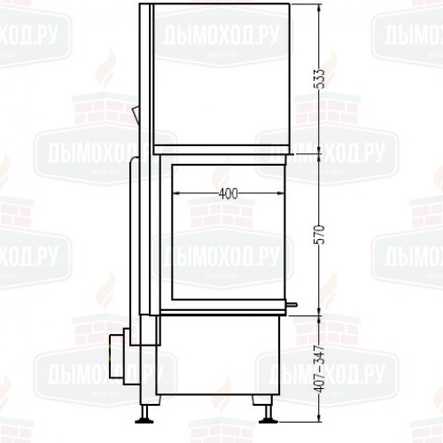 Каминная топка RADIANTE 550/20/57-66.44 H ECOPLUS, чёрная рамка, правая (Hark)