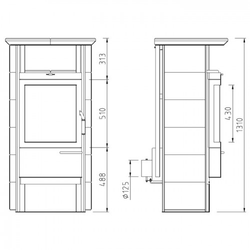 Печь 17 NH GT ECOplus, brillant rot 474, черная рамка (Hark)