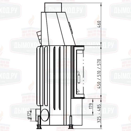 Каминная топка 600/57 RK ECOPLUS, рамка хром (Hark)