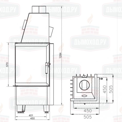 Каминная топка 500/57 H ECOPLUS T4, рамка - золото (Hark)