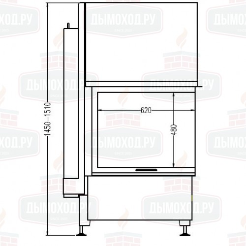 Каминная топка RADIANTE 550/20/57-66.44 H ECOPLUS, чёрная рамка, правая (Hark)