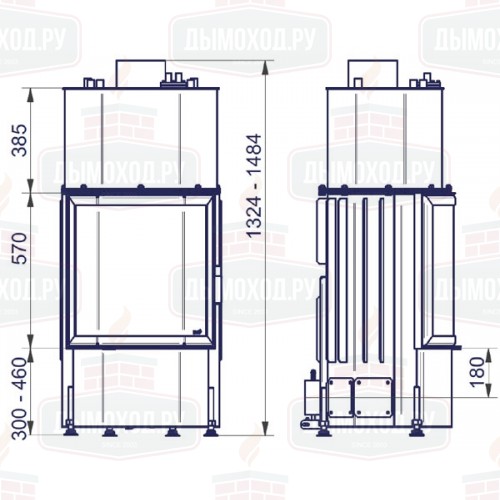 Каминная топка 600/57 K WW ECOPLUS, чёрная (Hark)