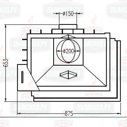 Каминная топка RADIANTE 550/20/57-66.44 H ECOPLUS, чёрная рамка, правая (Hark)