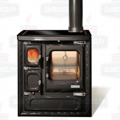 Печь-плита DEVA II 75, стеклокер., хром, черная (Hergom)