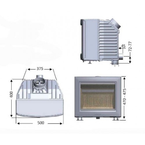 Печь-камин K11, SK1002, заднее подключение (Keddy)