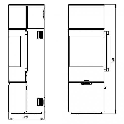 Печь K900, высокая, черная, хромированная окантовка стекла (Keddy)