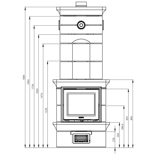 Печь-камин K11, SK1002, заднее подключение (Keddy)