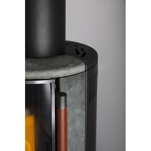 Печь K900, высокая, soapstone, кожаная ручка + хромированная окантовка стекла (Keddy)