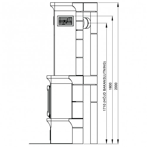 Печь-камин K11, SK1002, заднее подключение (Keddy)