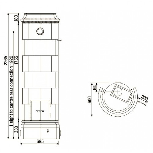 Печь CHRISTINEBERG, white + голубой декор, верхнее подключение (Keddy)