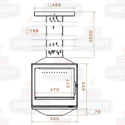 Камин LCI 5 SKY GFLR, труба 2 м (Liseo CastIron)