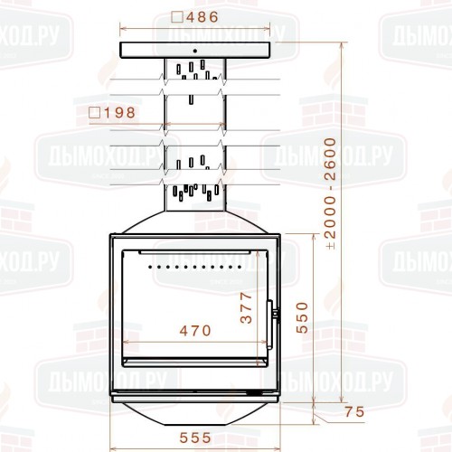 Камин LCI 5 SKY G4, труба 2 м (Liseo Castiron)