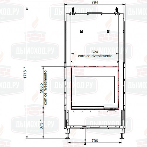 Каминная топка ECOMONOBLOCCO WT 66F V9 (Palazzetti)