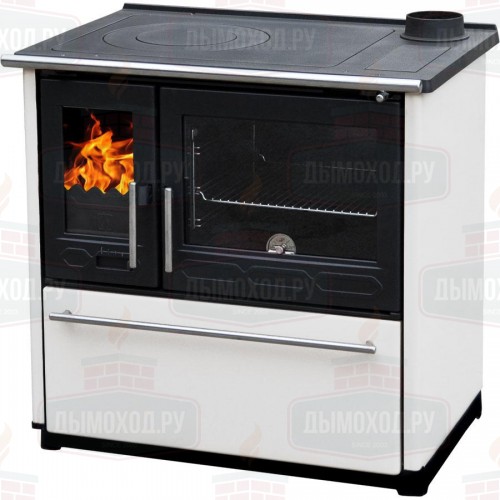 Плита PLAMEN 850 GLAS белая, труба справа (Plamen)