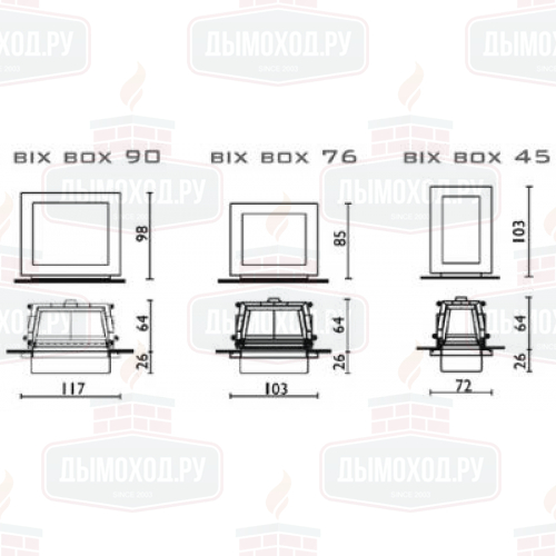 Облицовка BIX BOX 76 CORTEN + топка CRISTAL 76 (EdilKamin)