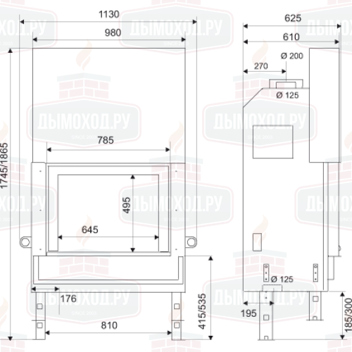 Каминная топка EMPYRIUM 900 + техническая рамка (Richard Le Droff)