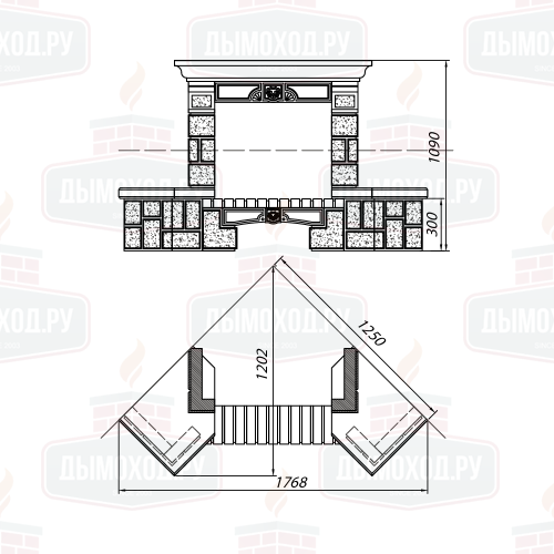 Облицовка BOLERO SR, угловая, с каменной балкой, универсальная (Supra-Russia)