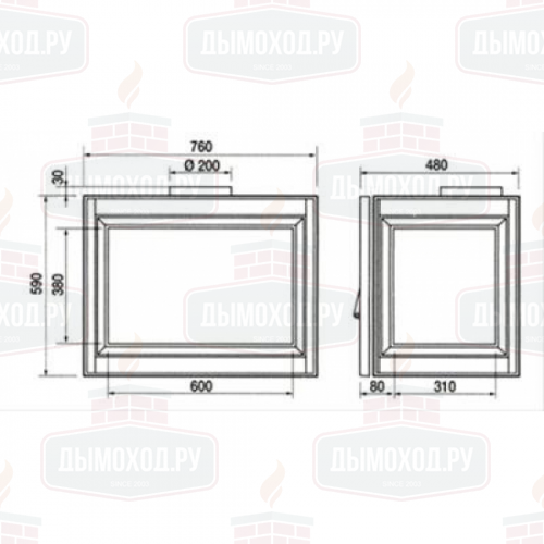Каминная топка TERTIO 76 VL 1 (Supra)