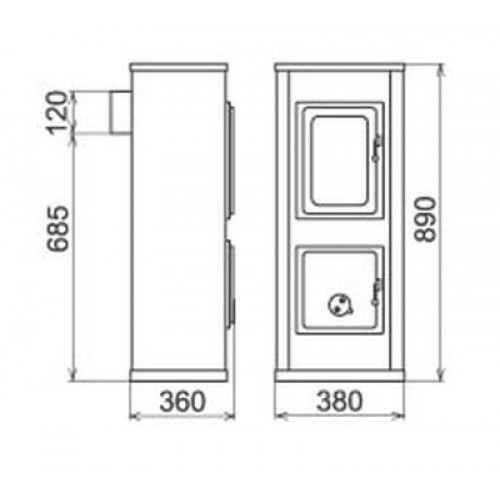 Печь MILANO II AT, termoplate, чёрная/нержавеющая сталь (Thorma)