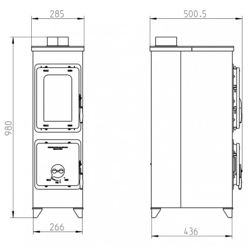 Печь FLENSBURG TOP, чёрный (Thorma)