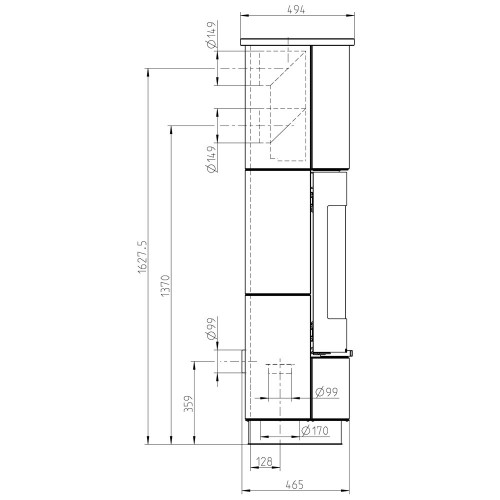 Печь DELIA STANDARD SERPENTINO, с аккумулирующими камнями, чёрная (Thorma)